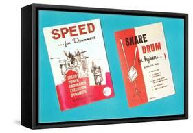 Drum Instruction Books, Retro-null-Framed Stretched Canvas