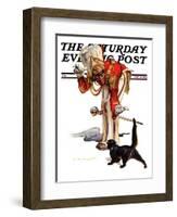 "Drum Major and Black Cat," Saturday Evening Post Cover, May 28, 1938-Samuel Nelson Abbott-Framed Giclee Print