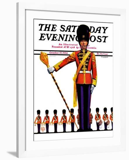 "Drum Major," Saturday Evening Post Cover, October 27, 1934-Edgar Franklin Wittmack-Framed Giclee Print