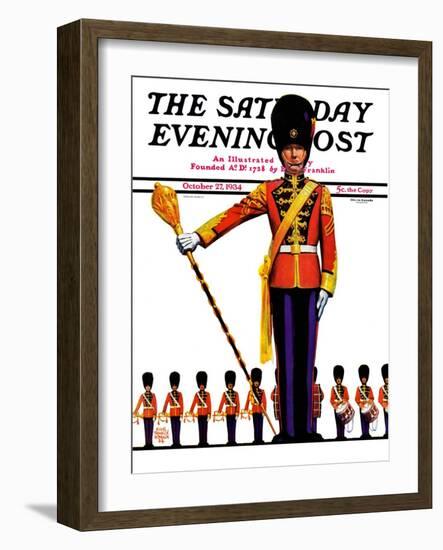 "Drum Major," Saturday Evening Post Cover, October 27, 1934-Edgar Franklin Wittmack-Framed Giclee Print