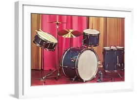 Drum Set, Retro-null-Framed Art Print