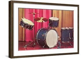 Drum Set, Retro-null-Framed Art Print