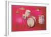 Drum Set with Pink Background-null-Framed Art Print