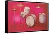 Drum Set with Pink Background-null-Framed Stretched Canvas