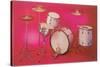 Drum Set with Pink Background-null-Stretched Canvas