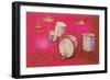 Drum Set with Pink Background-null-Framed Art Print