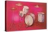 Drum Set with Pink Background-null-Stretched Canvas