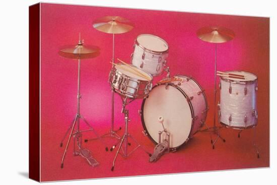 Drum Set with Pink Background-null-Stretched Canvas