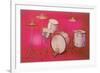 Drum Set with Pink Background-null-Framed Art Print