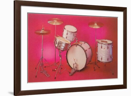 Drum Set with Pink Background-null-Framed Art Print