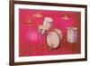 Drum Set with Pink Background-null-Framed Art Print