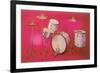 Drum Set with Pink Background-null-Framed Art Print