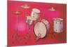 Drum Set with Pink Background-null-Mounted Art Print