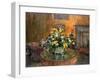 Drum Table with Yellow Flowers (Oil on Canvas)-Susan Ryder-Framed Giclee Print