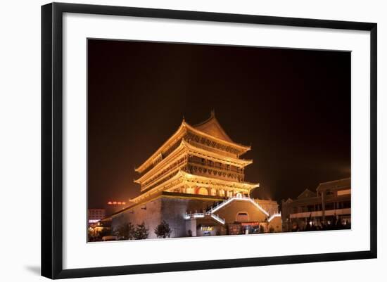 Drum Tower at Night-Paul Souders-Framed Photographic Print