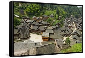 Drum Tower at Rongjiang, Guizhou Province, China, Asia-Bruno Morandi-Framed Stretched Canvas