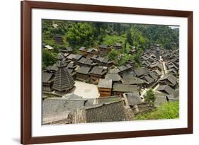 Drum Tower at Rongjiang, Guizhou Province, China, Asia-Bruno Morandi-Framed Photographic Print