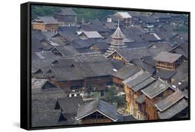 Drum Tower at Rongjiang, Guizhou Province, China, Asia-Bruno Morandi-Framed Stretched Canvas