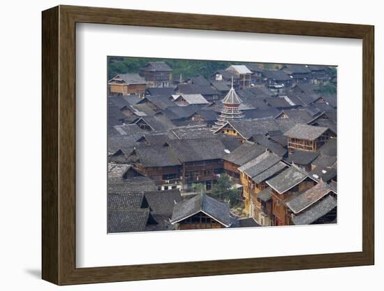 Drum Tower at Rongjiang, Guizhou Province, China, Asia-Bruno Morandi-Framed Photographic Print