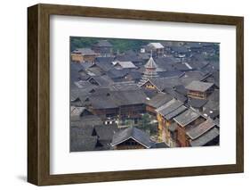 Drum Tower at Rongjiang, Guizhou Province, China, Asia-Bruno Morandi-Framed Photographic Print