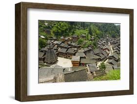 Drum Tower at Rongjiang, Guizhou Province, China, Asia-Bruno Morandi-Framed Photographic Print