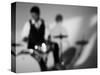 Drummer 1 BW-John Gusky-Stretched Canvas