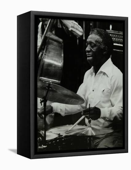 Drummer Art Blakey Playing at the Forum Theatre, Hatfield, Hertfordshire, 1978-Denis Williams-Framed Stretched Canvas