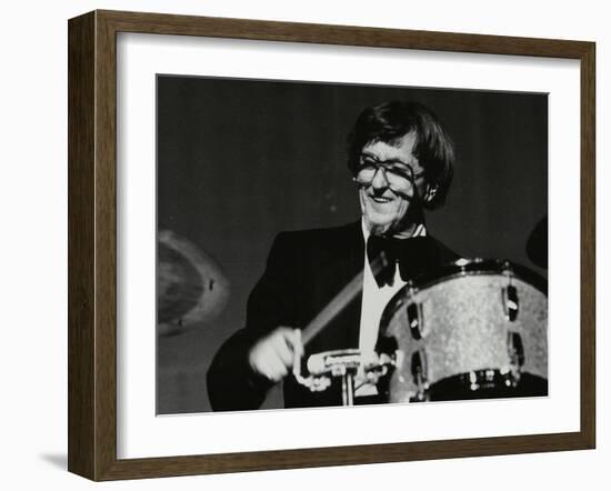 Drummer Barrett Deems Playing in Stevenage, Hertfordshire, 1984-Denis Williams-Framed Premium Photographic Print