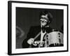 Drummer Barrett Deems Playing in Stevenage, Hertfordshire, 1984-Denis Williams-Framed Photographic Print