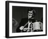 Drummer Barrett Deems Playing in Stevenage, Hertfordshire, 1984-Denis Williams-Framed Photographic Print