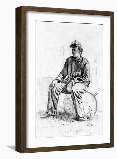 Drummer Boy Taking a Rest During the Civil War-Edwin Austin Forbes-Framed Giclee Print