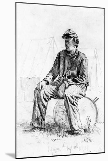 Drummer Boy Taking a Rest During the Civil War-Edwin Austin Forbes-Mounted Giclee Print