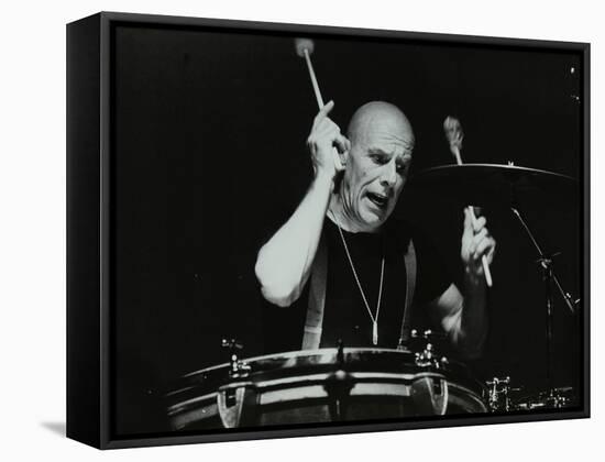 Drummer Eric Delaney Playing at the Forum Theatre, Hatfield, Hertfordshire, 1983-Denis Williams-Framed Stretched Canvas