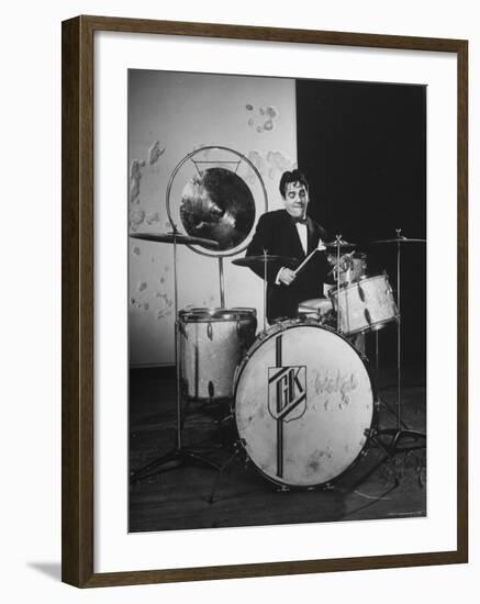 Drummer Gene Krupa Performing at Gjon Mili's Studio-Gjon Mili-Framed Premium Photographic Print