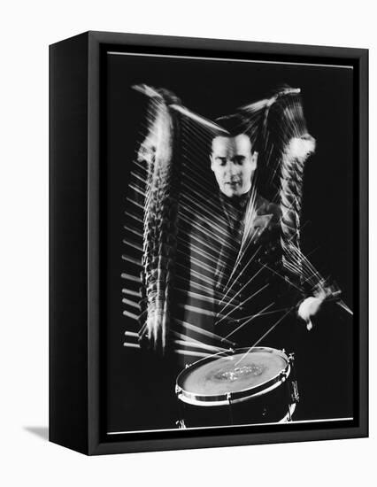 Drummer Gene Krupa Performing at Gjon Mili's Studio-Gjon Mili-Framed Stretched Canvas
