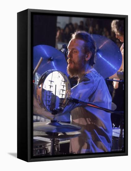 Drummer Ginger Baker of the Band Blind Faith in Concert at the Los Angeles Forum-John Olson-Framed Stretched Canvas