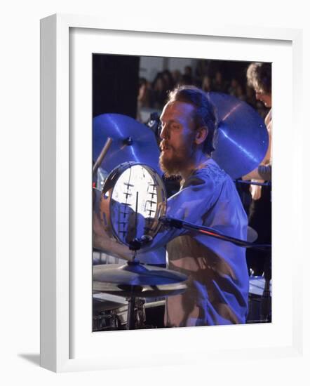 Drummer Ginger Baker of the Band Blind Faith in Concert at the Los Angeles Forum-John Olson-Framed Premium Photographic Print