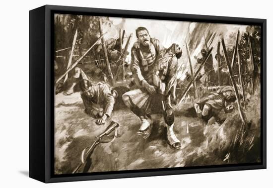 Drummer Kenny Rescuing a Comrade under Very Heavy Fire (Litho)-Howard K. Elcock-Framed Stretched Canvas