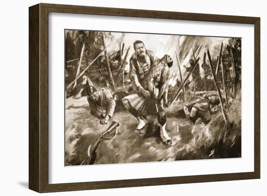 Drummer Kenny Rescuing a Comrade under Very Heavy Fire (Litho)-Howard K. Elcock-Framed Giclee Print