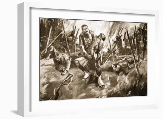 Drummer Kenny Rescuing a Comrade under Very Heavy Fire (Litho)-Howard K. Elcock-Framed Giclee Print