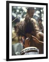 Drummer Playing Instrument with Hands During Woodstock Music Festival-Bill Eppridge-Framed Photographic Print