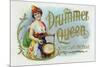 Drummer Queen Brand Cigar Inner Box Label, She Can't Be Beat-Lantern Press-Mounted Premium Giclee Print