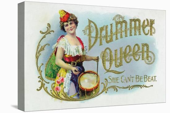 Drummer Queen Brand Cigar Inner Box Label, She Can't Be Beat-Lantern Press-Stretched Canvas