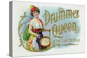 Drummer Queen Brand Cigar Inner Box Label, She Can't Be Beat-Lantern Press-Stretched Canvas