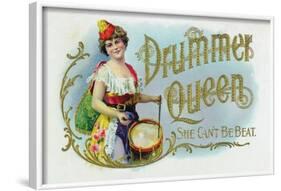 Drummer Queen Brand Cigar Inner Box Label, She Can't Be Beat-Lantern Press-Framed Art Print