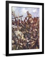 Drummer Walter Ritchie Standing on the Enemy's Parapet to Sound the Charge-Howard K. Elcock-Framed Giclee Print