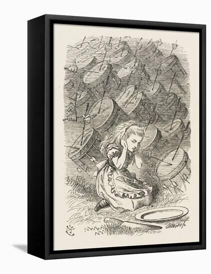 Drums Alice Covers Her Ears to the Sound of the Drums-John Tenniel-Framed Stretched Canvas