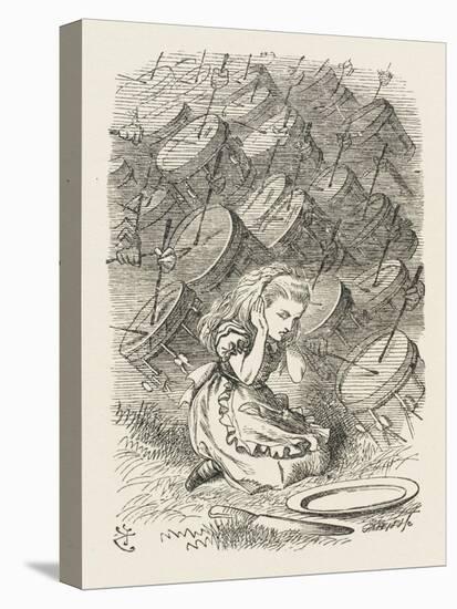 Drums Alice Covers Her Ears to the Sound of the Drums-John Tenniel-Stretched Canvas