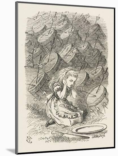 Drums Alice Covers Her Ears to the Sound of the Drums-John Tenniel-Mounted Art Print