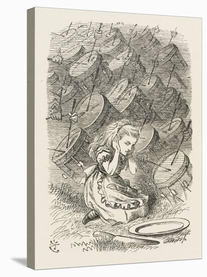 Drums Alice Covers Her Ears to the Sound of the Drums-John Tenniel-Stretched Canvas